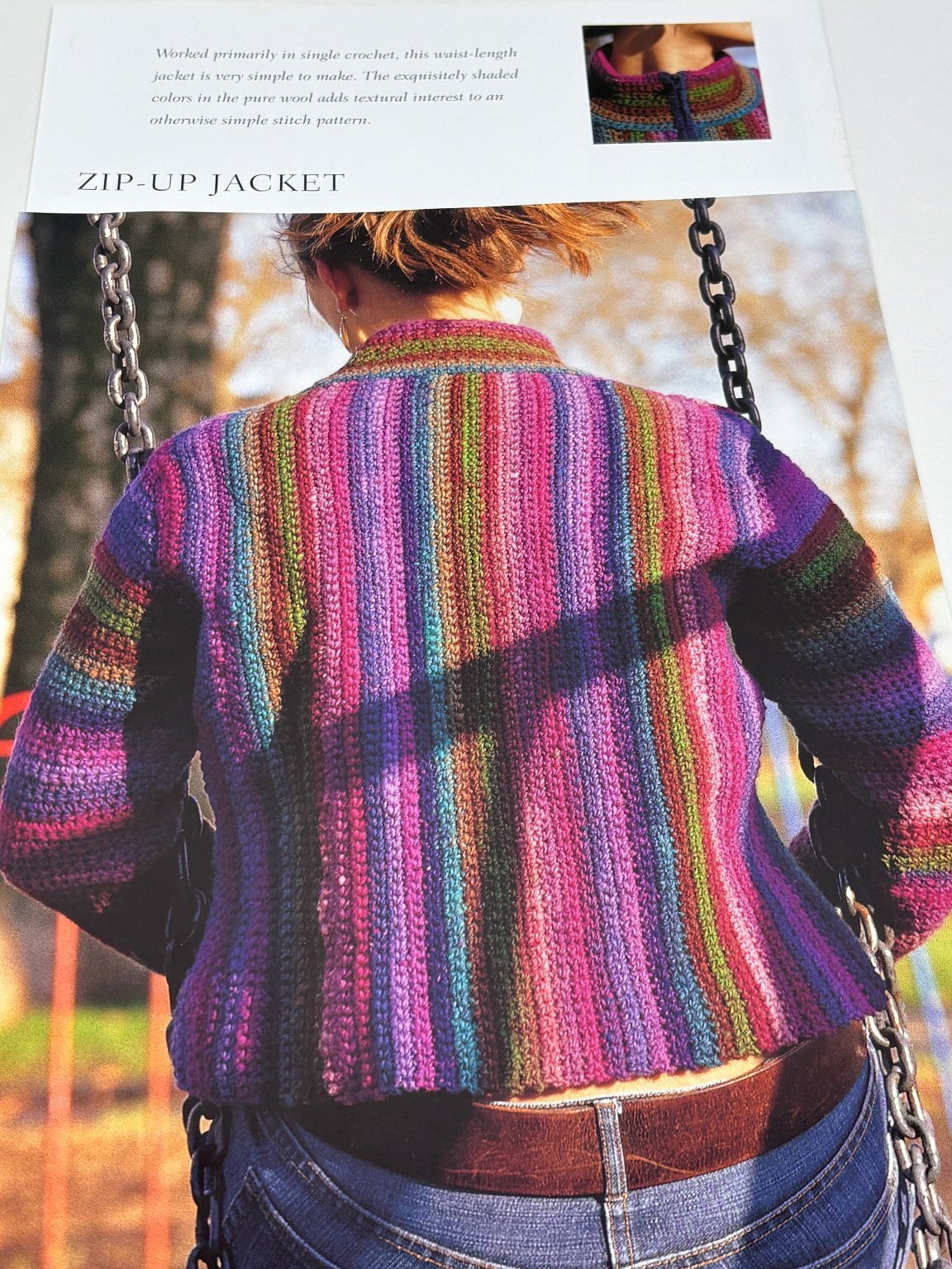 Zip Up Jacket Crochet Pattern Waist Length Multi-Size Book Pages
