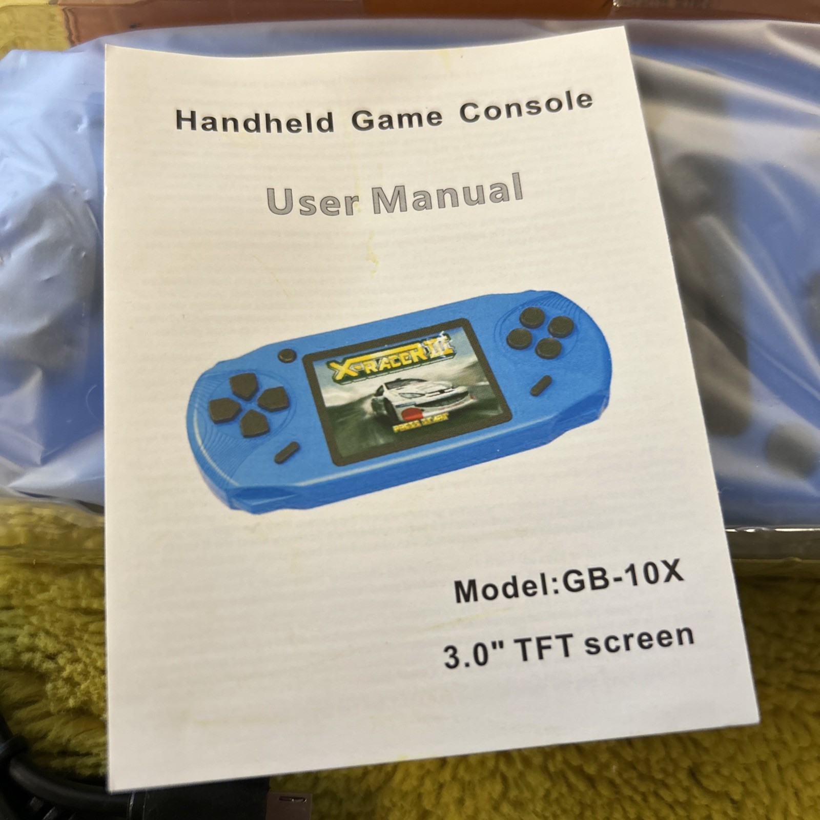 New Handheld Console Gaming#GB-10X Blue With USB Charging Cable