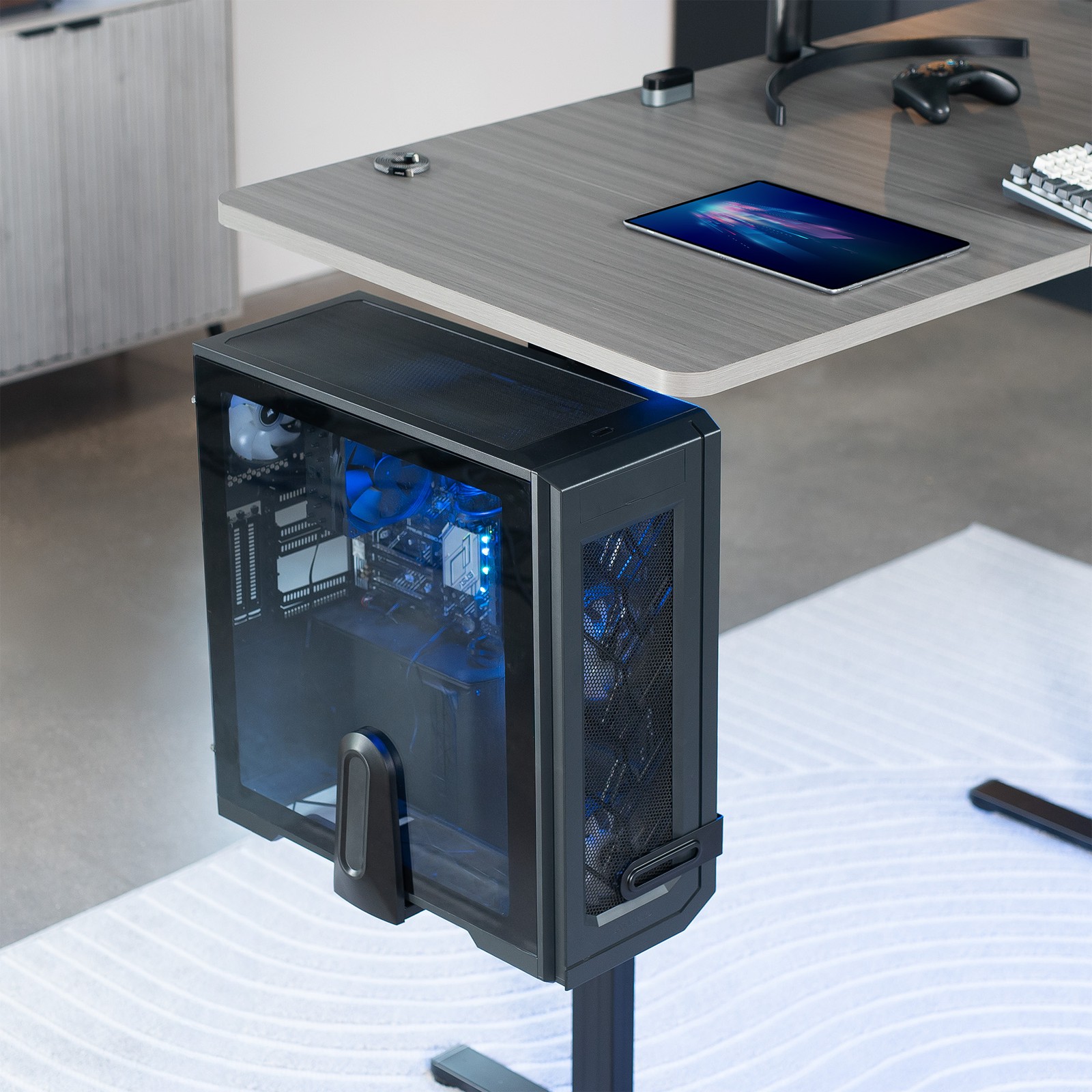 VIVO Adjustable Under Desk Large PC and Wall Mount, Computer Case CPU Holder