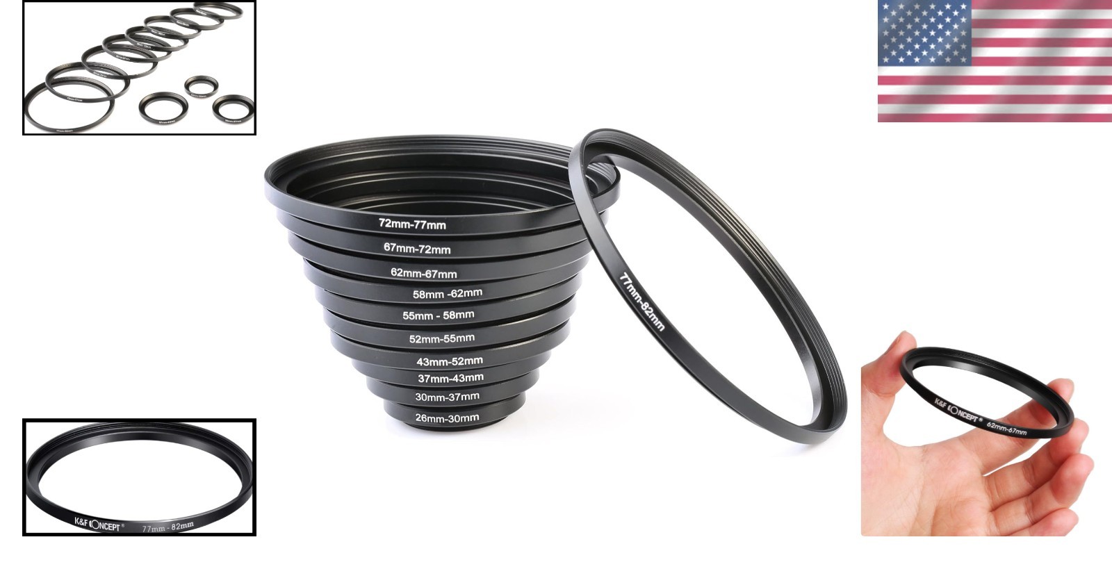 Versatile 11pcs Step-Up Filter Rings - Enhanced Compatibility for Photographers