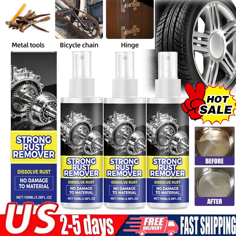2026 Strong Rust Remover 100ml/3.38fl.oz Powerful Rust Removal Spray For Cars