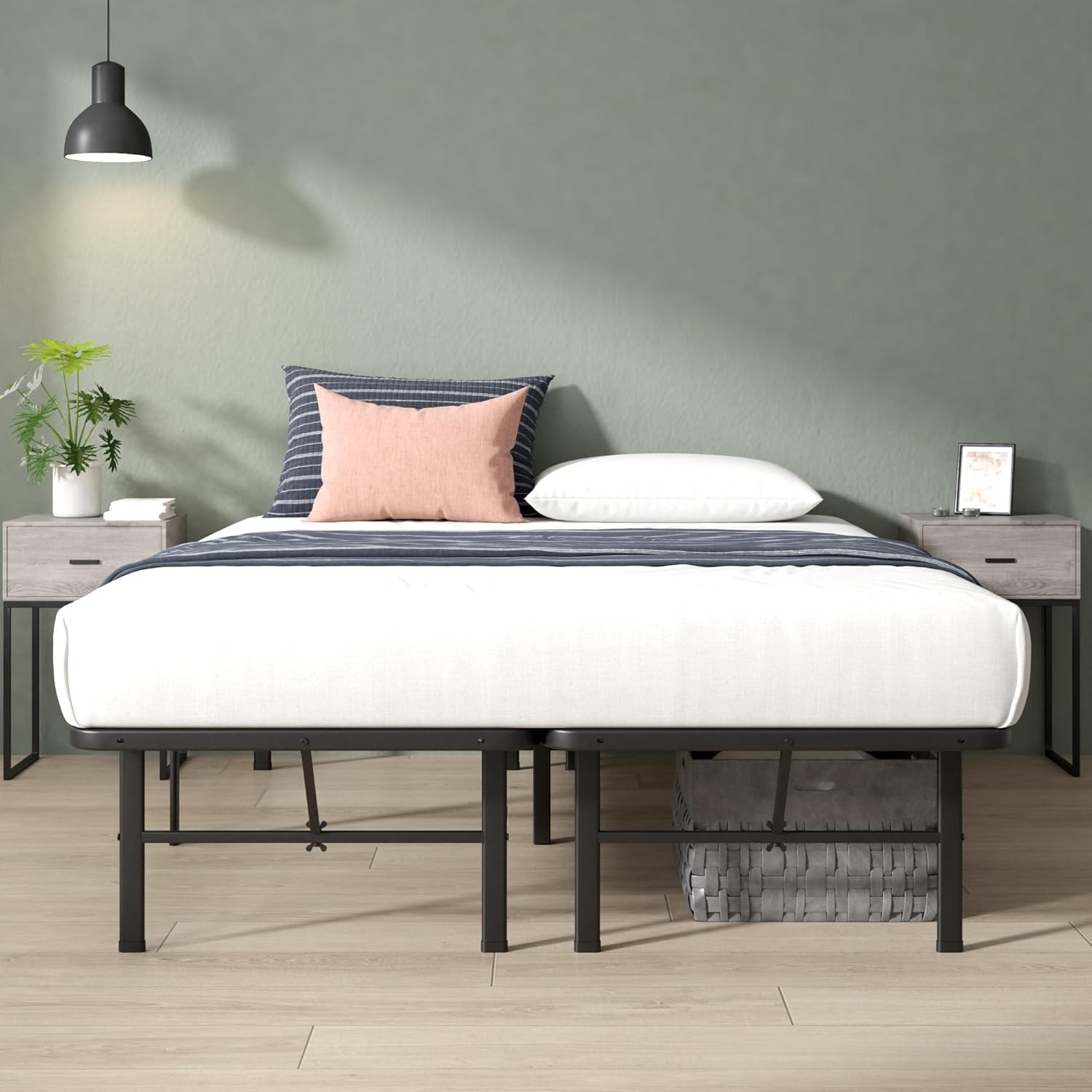Rumi 14in Queen Metal Bed Frame Quick Assembly SmartBase® Mattress Foundation