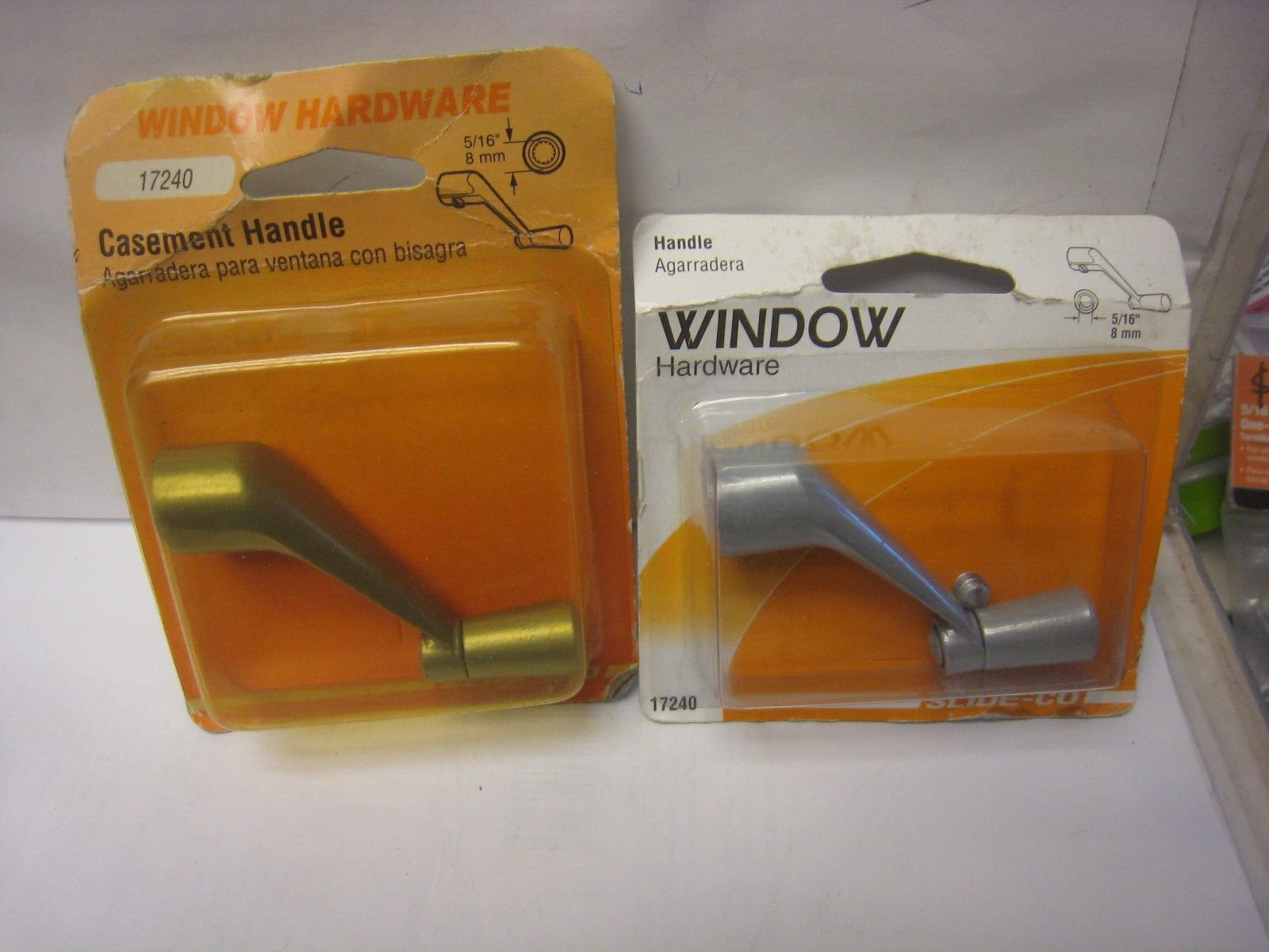 2 yes 2 Slide-Co Window Casement Handle  fit a 5/16"  Aluminium Finish #17240