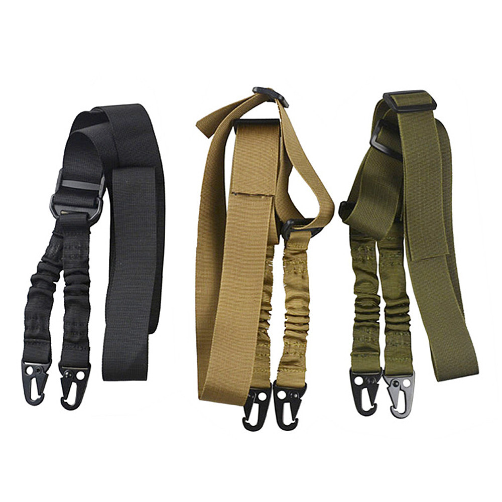 Tactical 2 Point Rifle Gun Sling Shoulder Strap Bungee Gun Sling & Metal Buckle