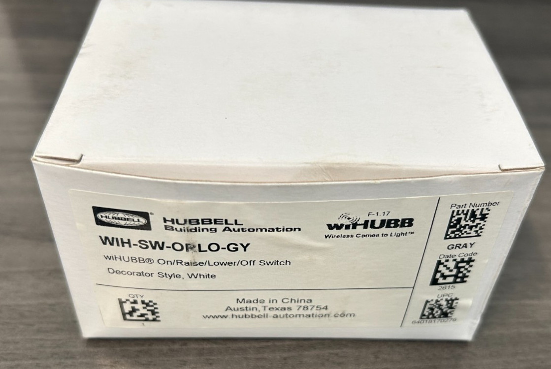 Hubbell WIH-SW-ORLO-GY Gray Control On/Raise/Lower/Off Switch