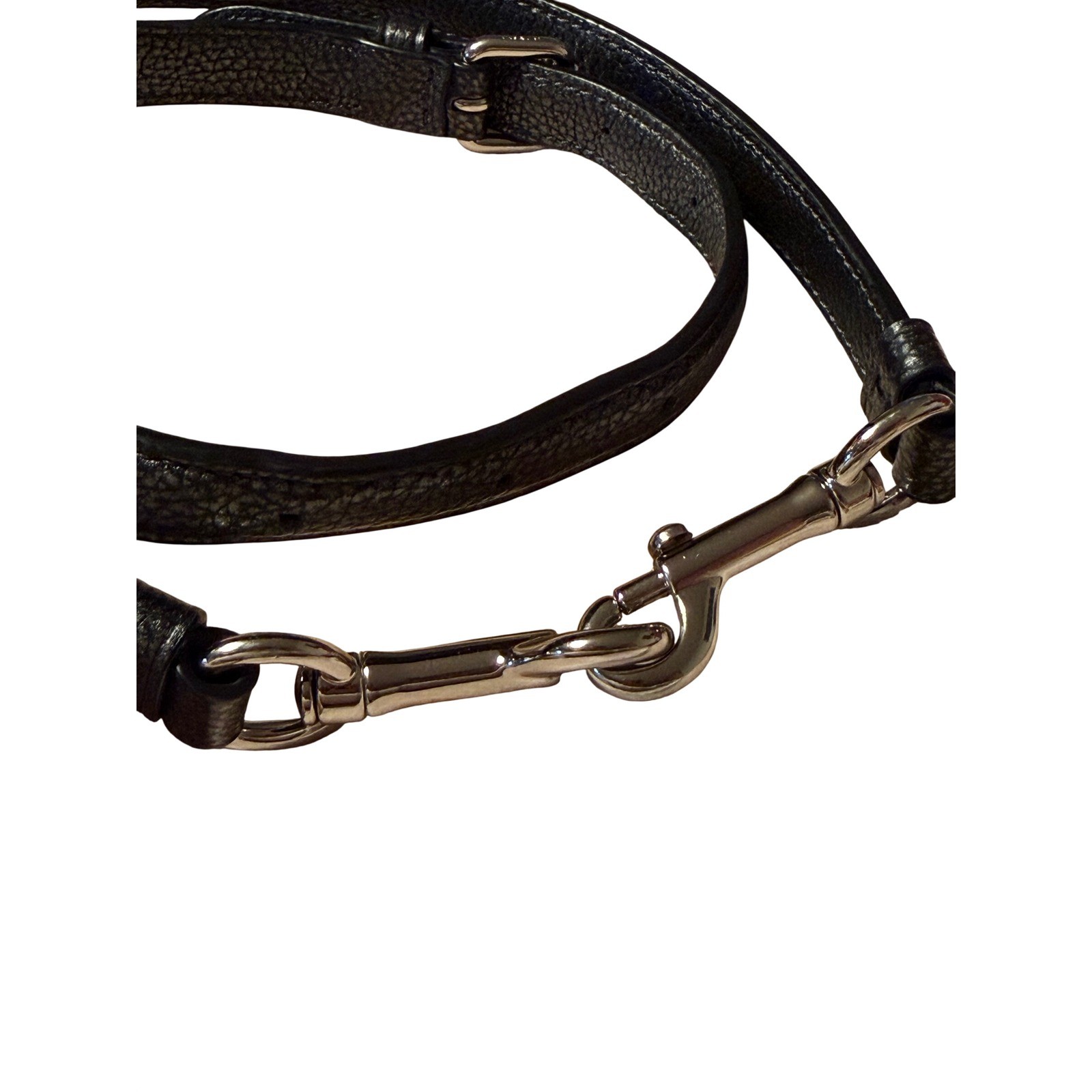 Coach Black Metallic Pebbled Leather Adjustable Crossbody Strap Silver Hardware