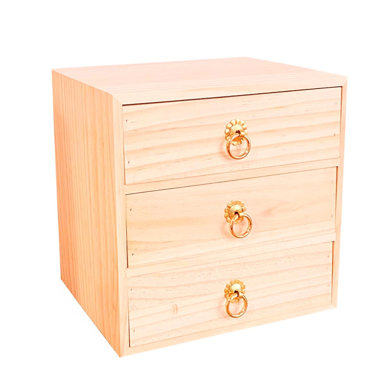3 Layer Natural Wooden Storage Box with Drawers Wooden Desk Organizer Desk Drawe