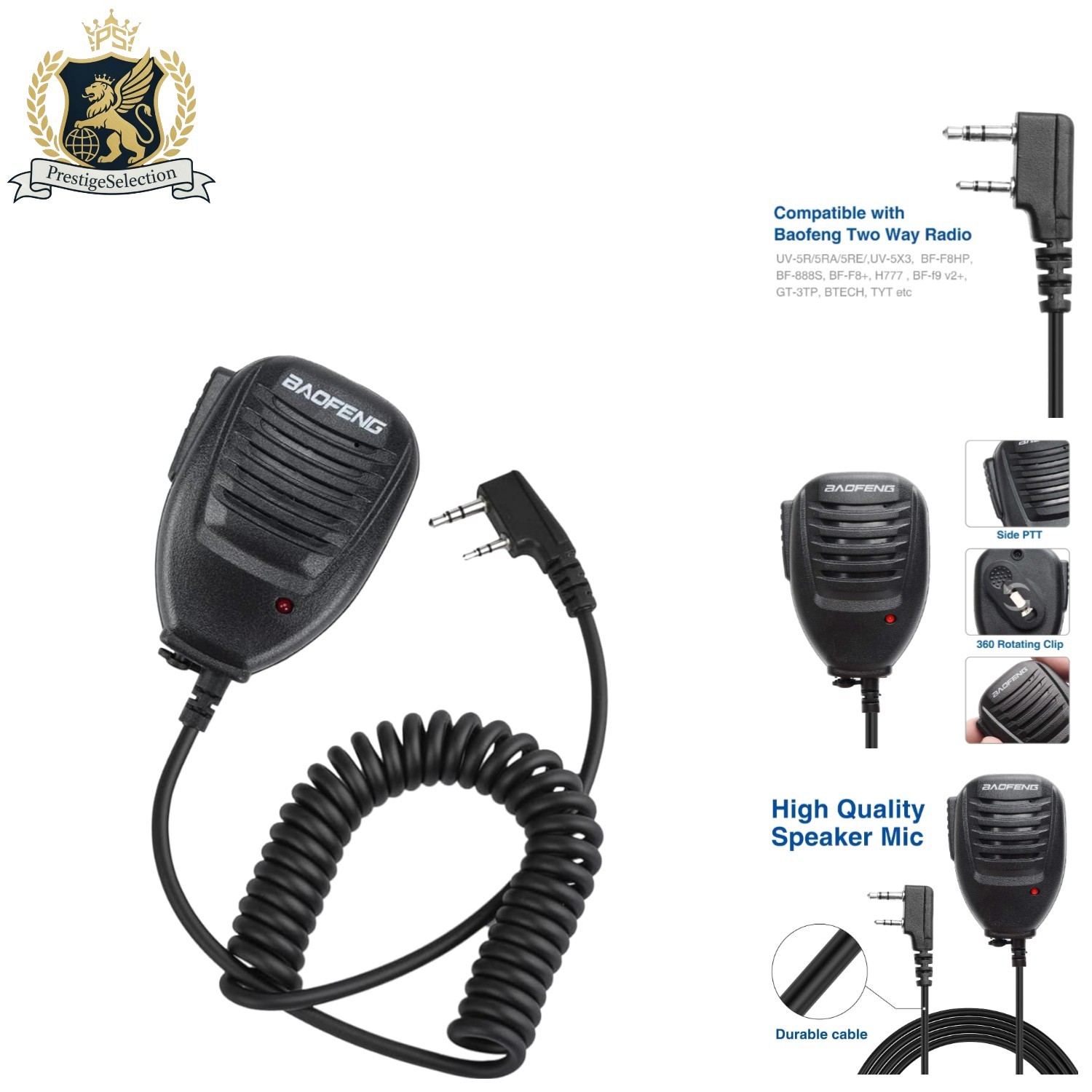 BF-S112 Two-Way Radio Speaker: Handheld Mic with Auxiliary Connectivity, Black