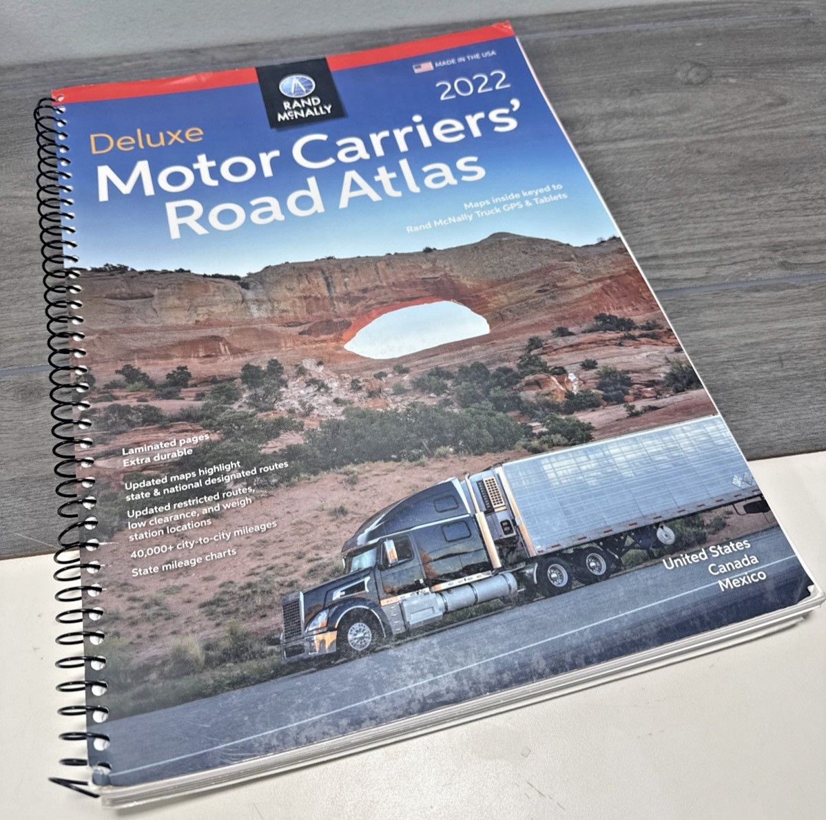 Rand Mcnally 0528024132 2022 Deluxe Motor Carrier Road Atlas XL Book Spiral Maps
