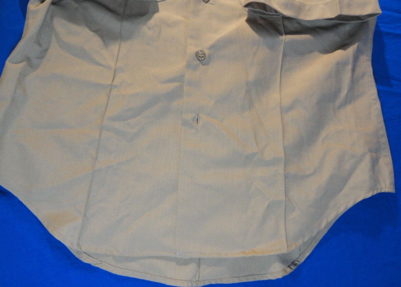 DSCP USMC MARINE CORPS KHAKI SHADE QUARTER SLEEVE UNIFORM BUTTON UP SHIRT 16