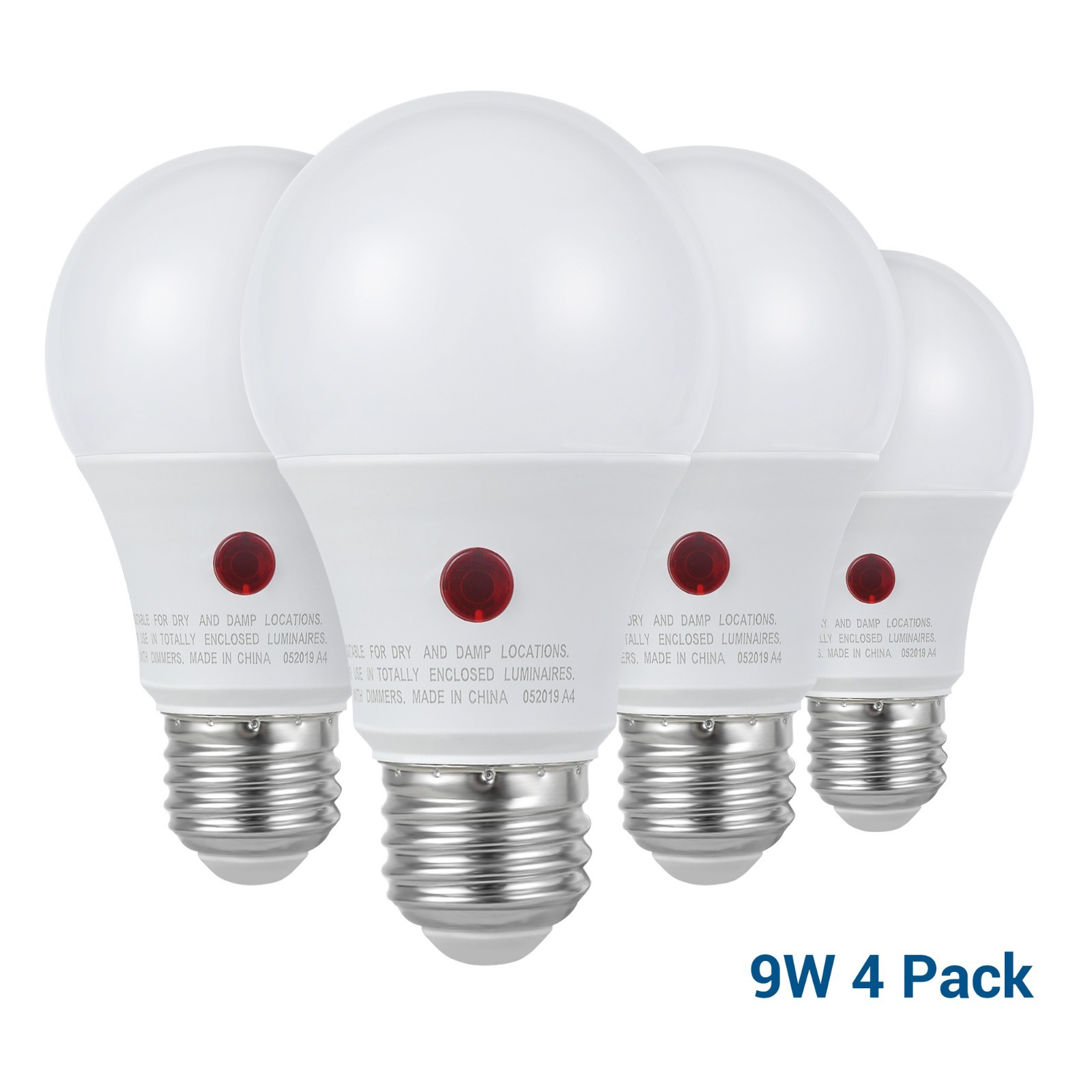 DEWENWILS Dusk to Dawn Sensor LED Bulbs 4 Pack 2700K Warm White E26 9W 60W