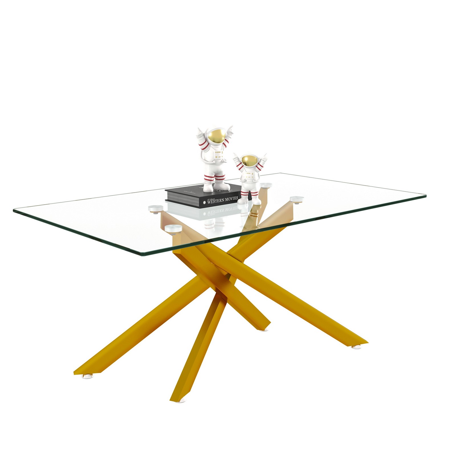 39.4" Rectangular Clear Tempered Glass Coffee Table Living Cocktail Centre Table