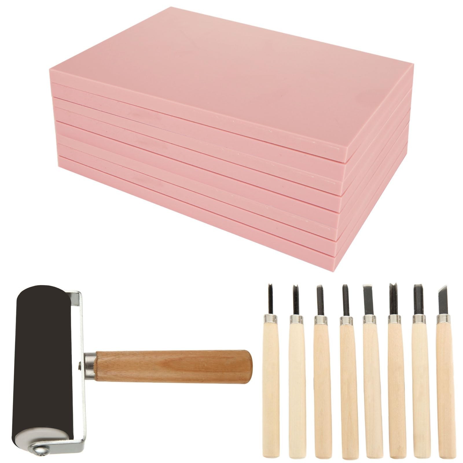 10 Pack Rubber Stamp Making Kit - Block Printing Kit，Linoleum Carving Too