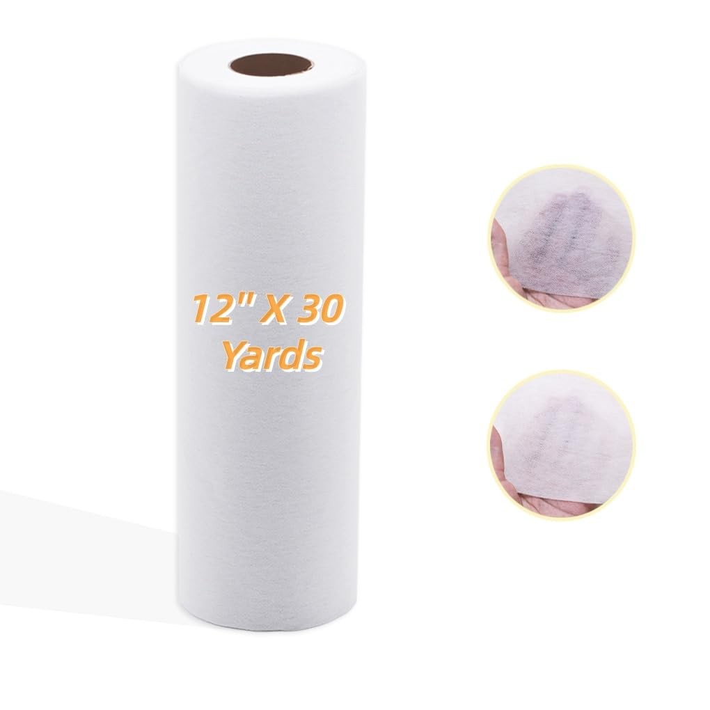 12 Inch x 30 Yards Medium Weight White IronOn NonWoven Fusible Fabric