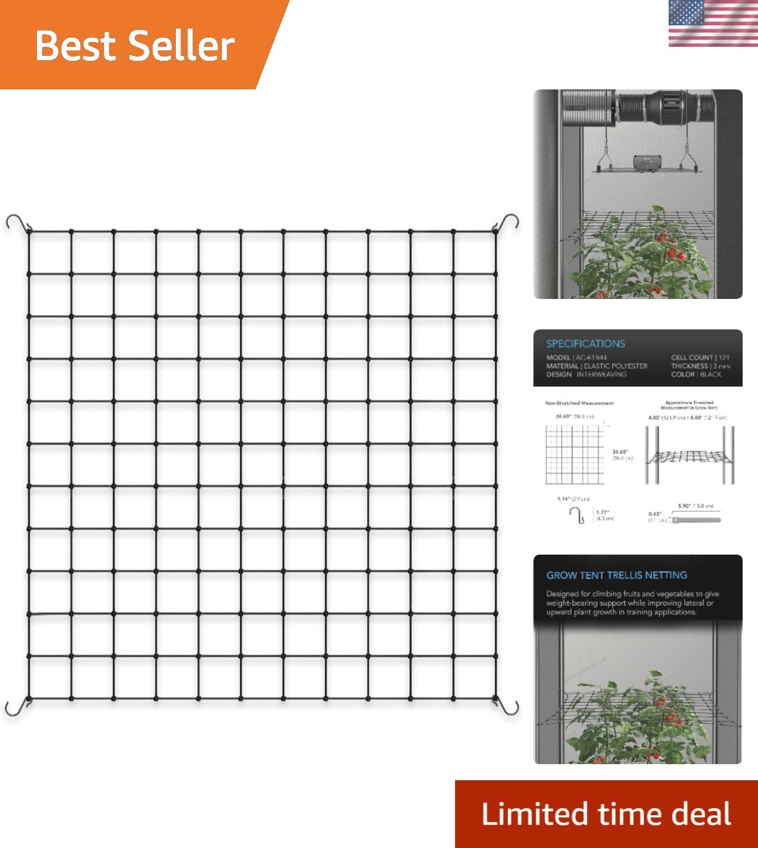 Adjustable Trellis Netting for Grow Tents - Heavy-Duty 4x4 Plant Support