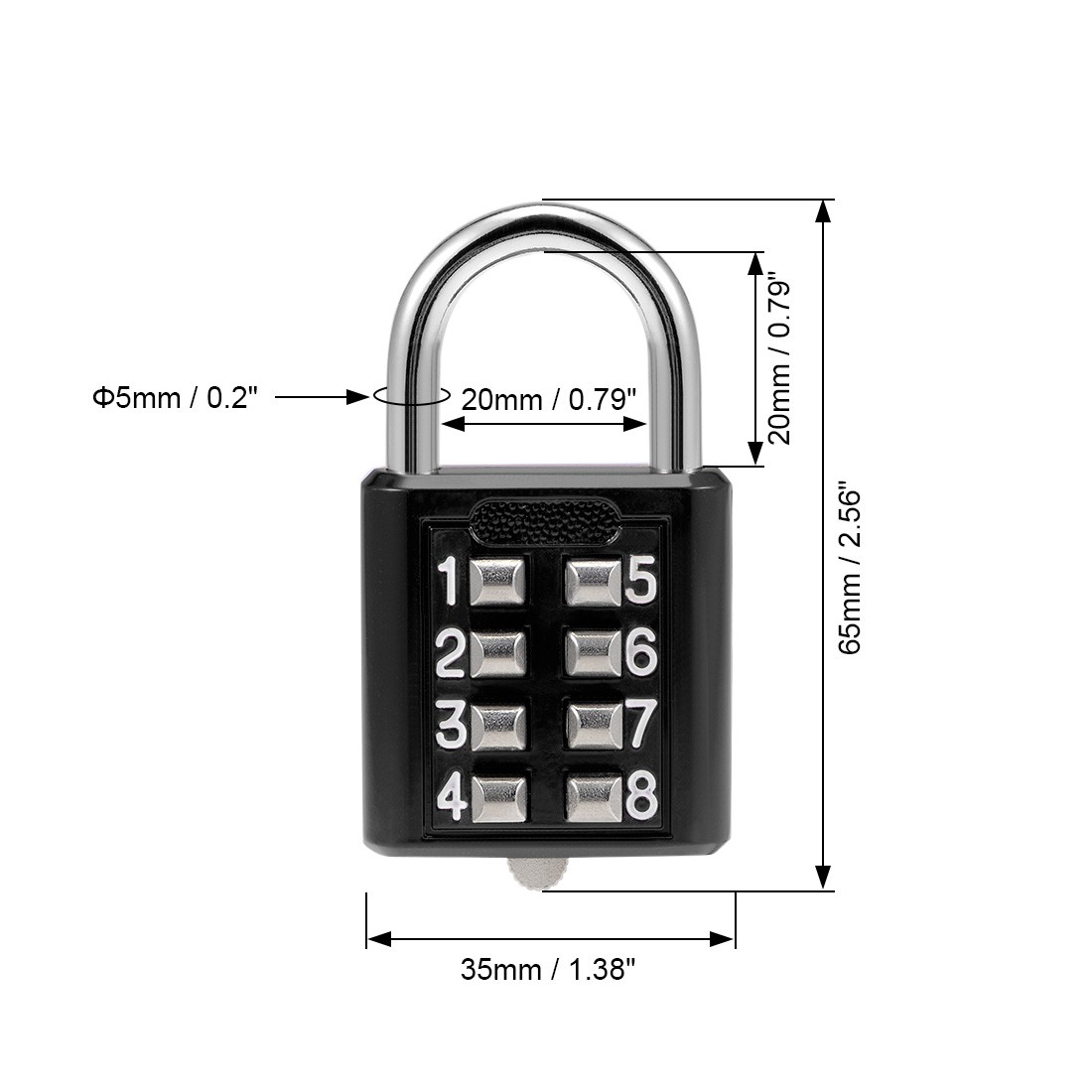1PCS 8-Digit Push Button Lock Black