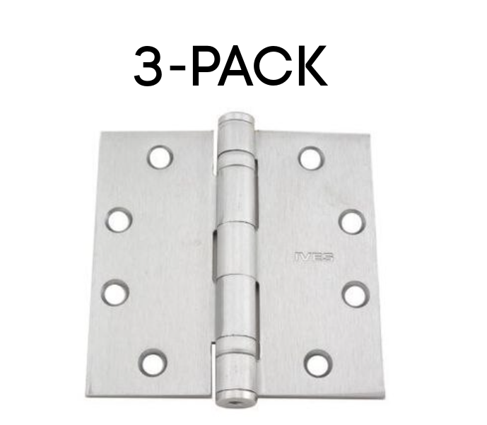 3-Pack Ives Hinge .323 5BB1 4.5″ x 4.5″ Square 5 Knuckle US26D Satin Chrome