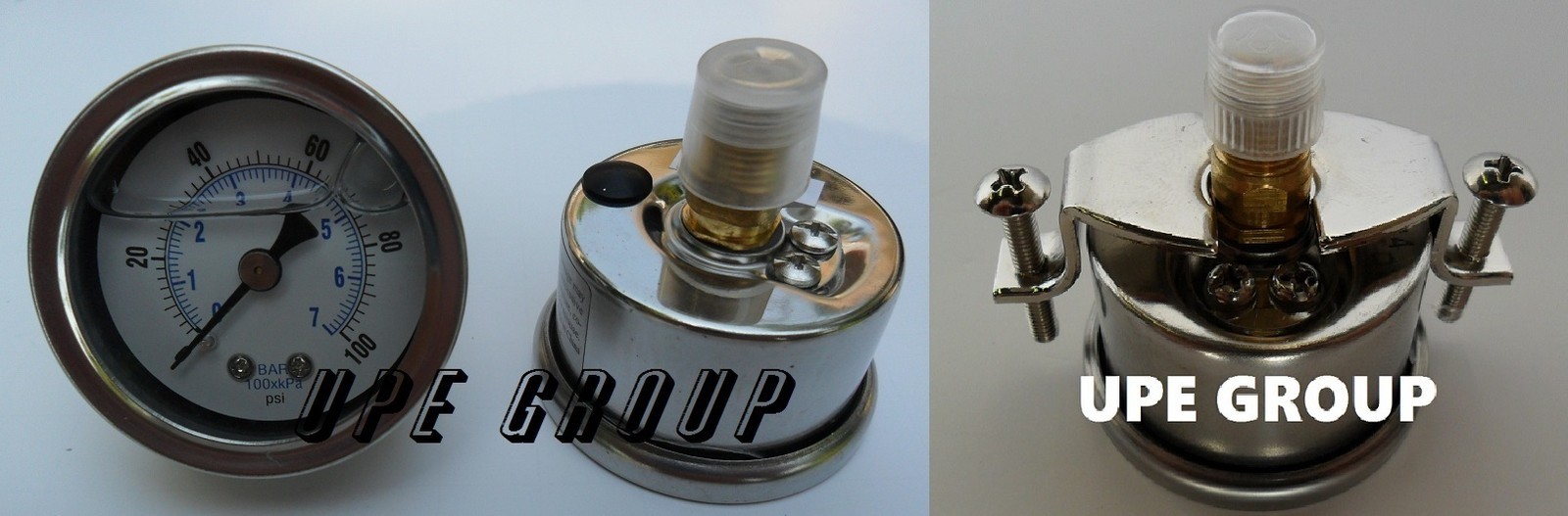 Liquid Filled Pressure Gauge Panel Mount U Clamp  1.5 "face 0-100 back mnt 1/8"