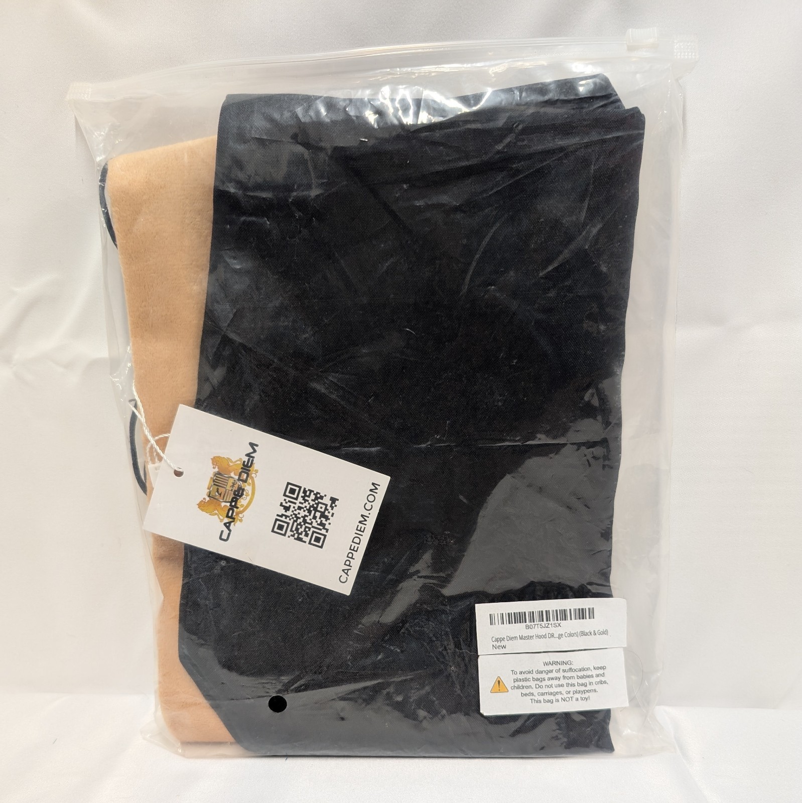 Cappe Diem - Master Hood - Graduation - Black and Gold - New