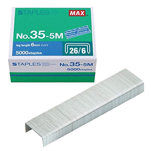 MAX 35-5M Standard 1/4" Staples -5,000 Count for Heavy-Duty Office Staplers