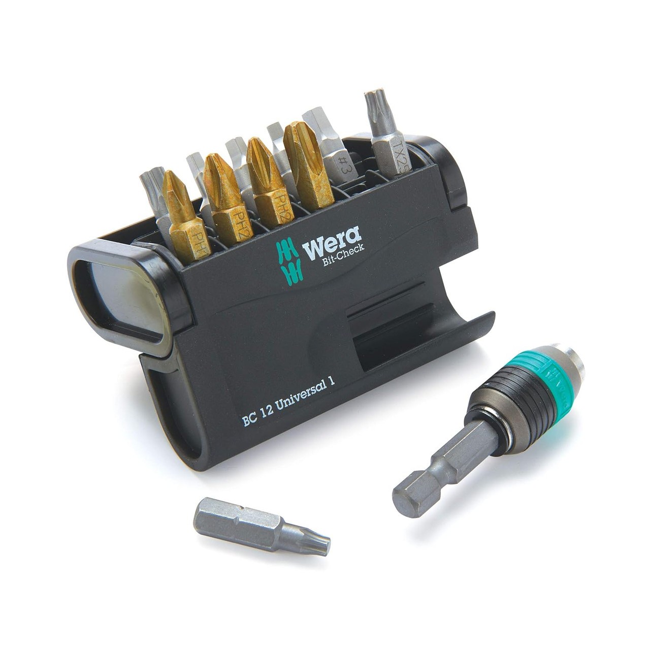 Wera 136386, Driver Bit Set with Quick-Release Rapidaptor Bit Holder, 12 Pieces