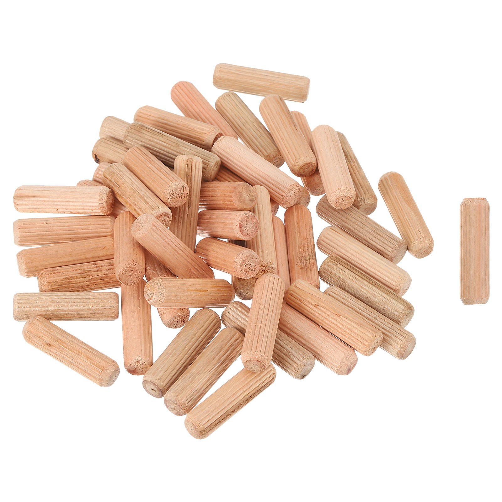 100Pcs 2/5" x 1-3/8" Wooden Dowel Pins, Furniture Woodwork Grooved Fluted Pin