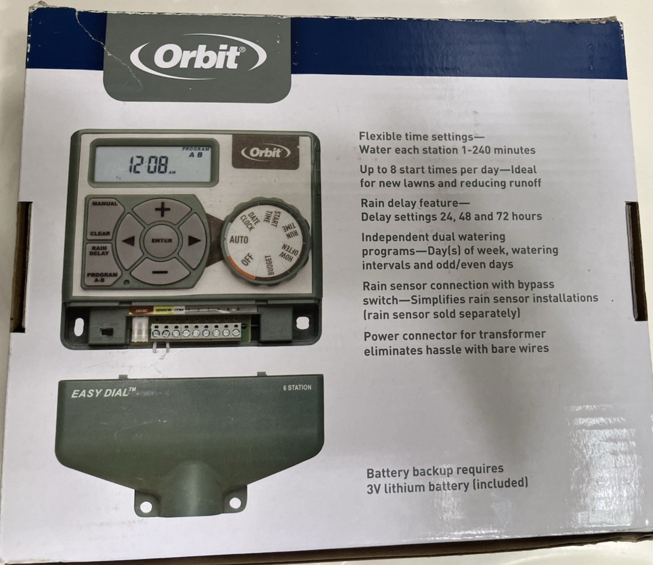 Orbit Easy Dial 6 Station Sprinkler Timer Model 57596 Easy-Set Logic New In Box!