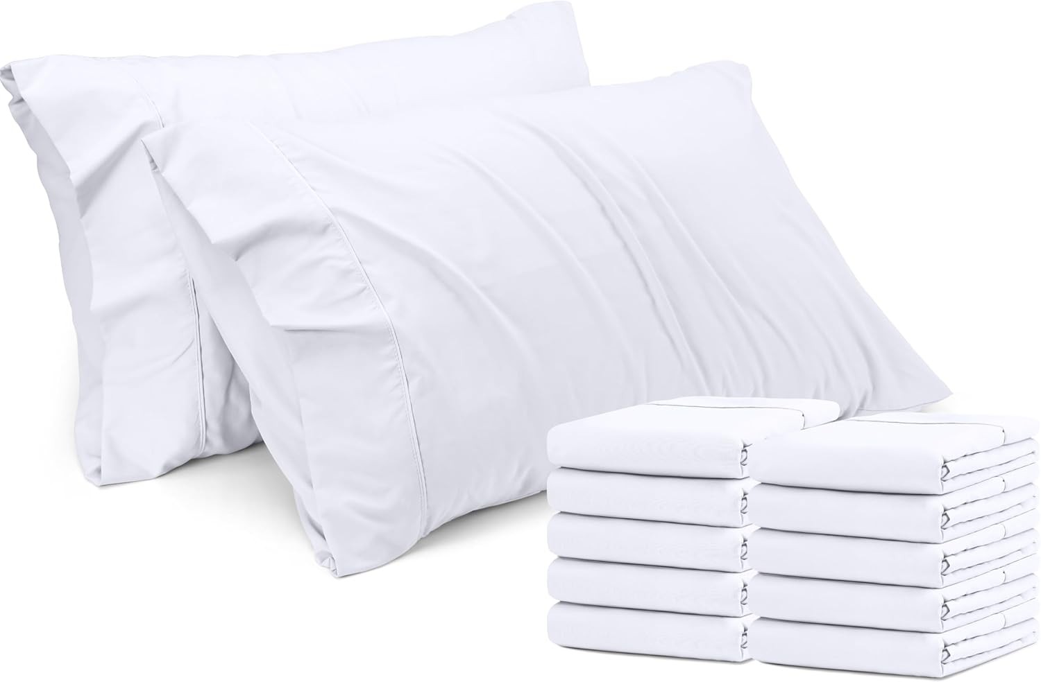 King Pillow Cases - 12 Pack - Envelope Closure - Soft Brushed