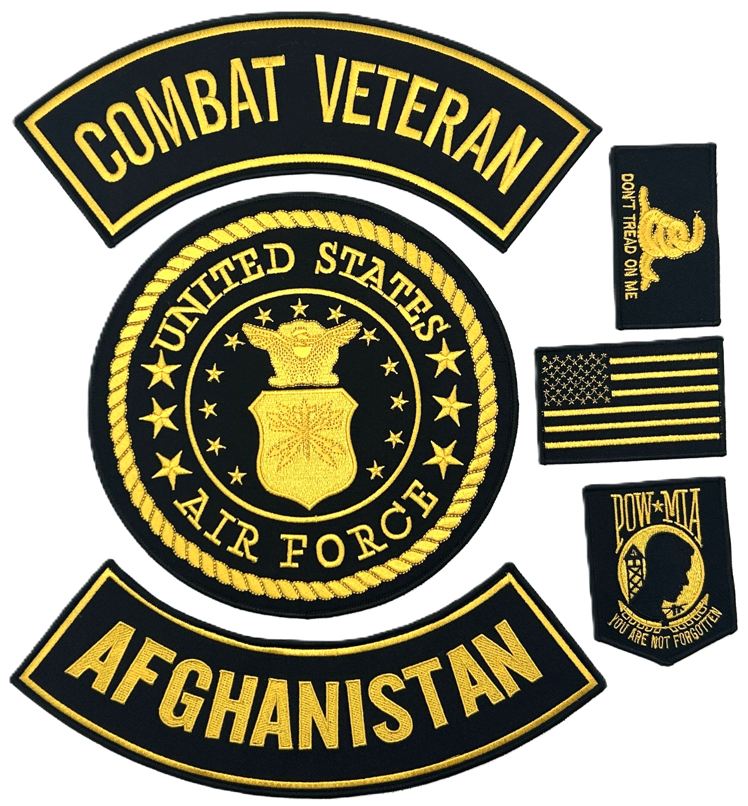 U.S. AIR FORCE COMBAT VET. AFGHANISTAN MILITARY MOTORCYCLE VEST LOT OF 6 PATCHES