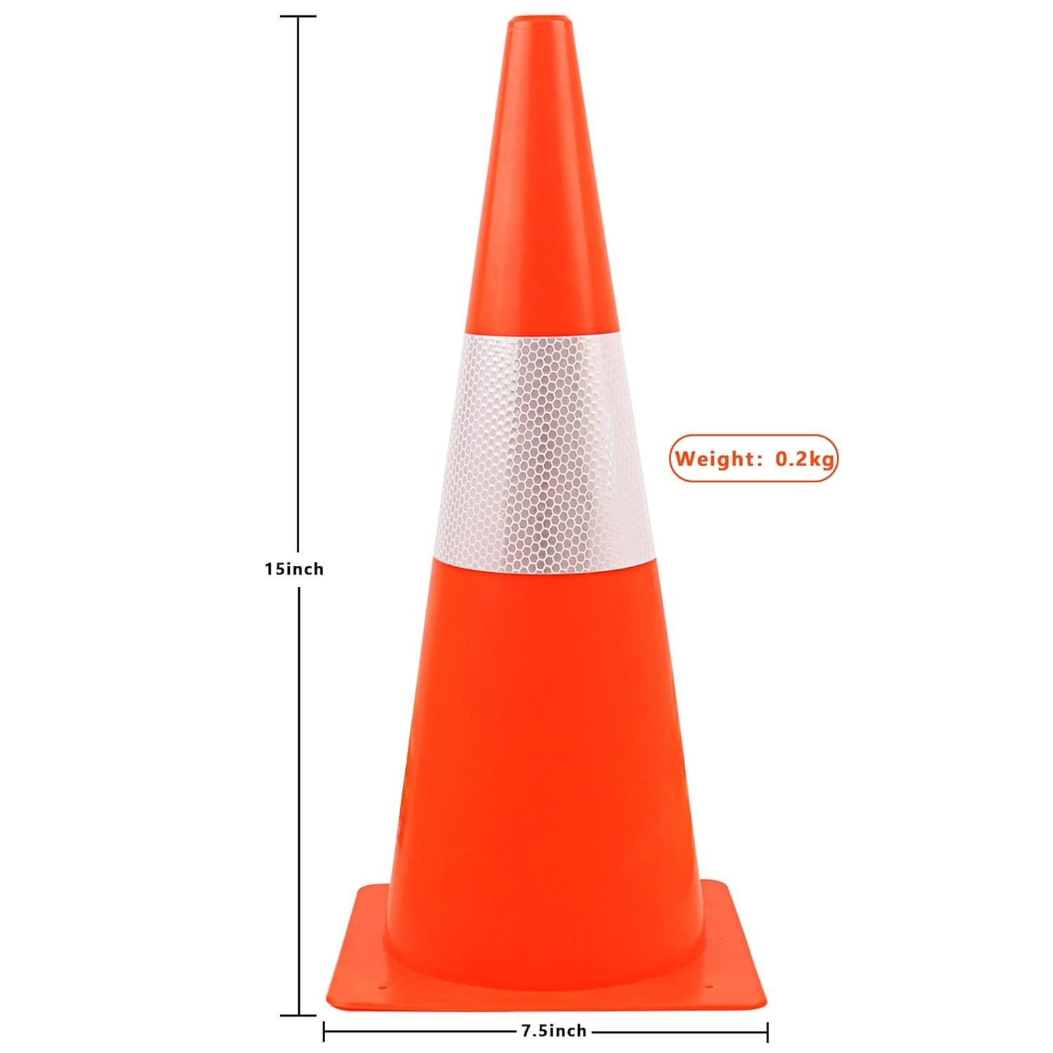 15 inch Traffic Safety Cones with Reflective Collars,[4 Pack]Orange Construct...