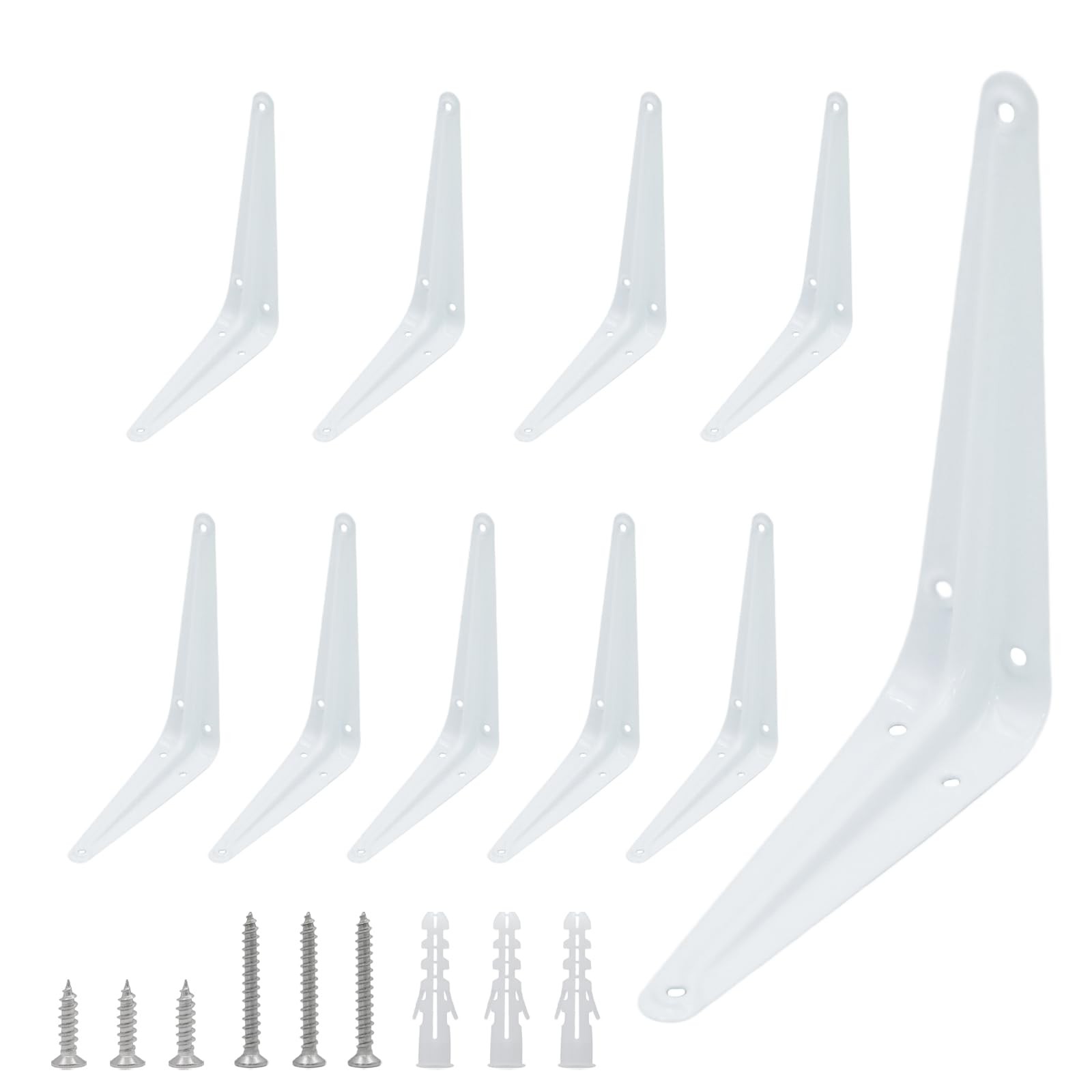 10 PCS Shelf Brackets 6 Inch Heavy Duty L Brackets Floating 5x6 Inch White