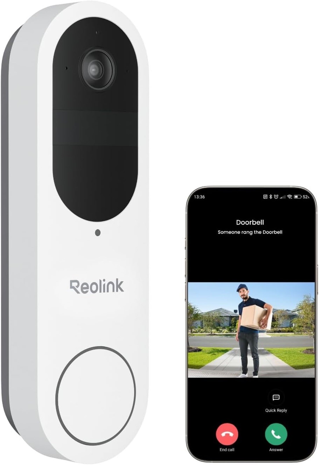 REOLINK Video Doorbell,2K 150° View, 2.4/5 GHz Wi-Fi, AI Detection, Two-Way Talk