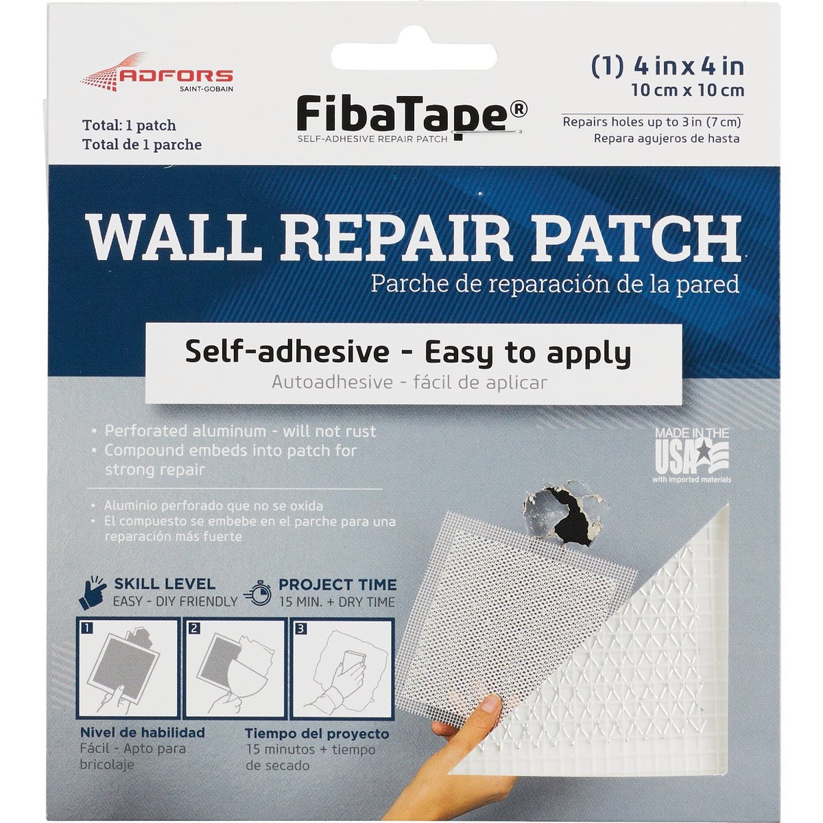 FibaTape 4 In. x 4 In. Wall & Ceiling Self-Adhesive Drywall Patch FDW6836-U