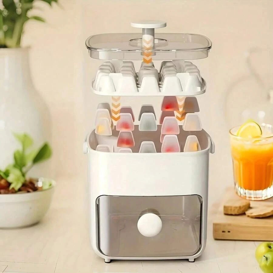 48 Grid Ice Cube Tray Press Type Large Capacity Ice Maker Box Portable For Home