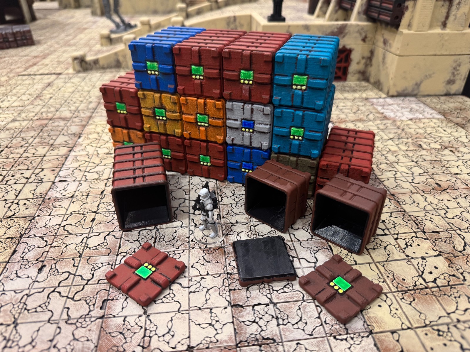 4B0T Sci-Fi 3D Printed  Fully Painted Crate Terrain Set Star Wars Legion 40K - C