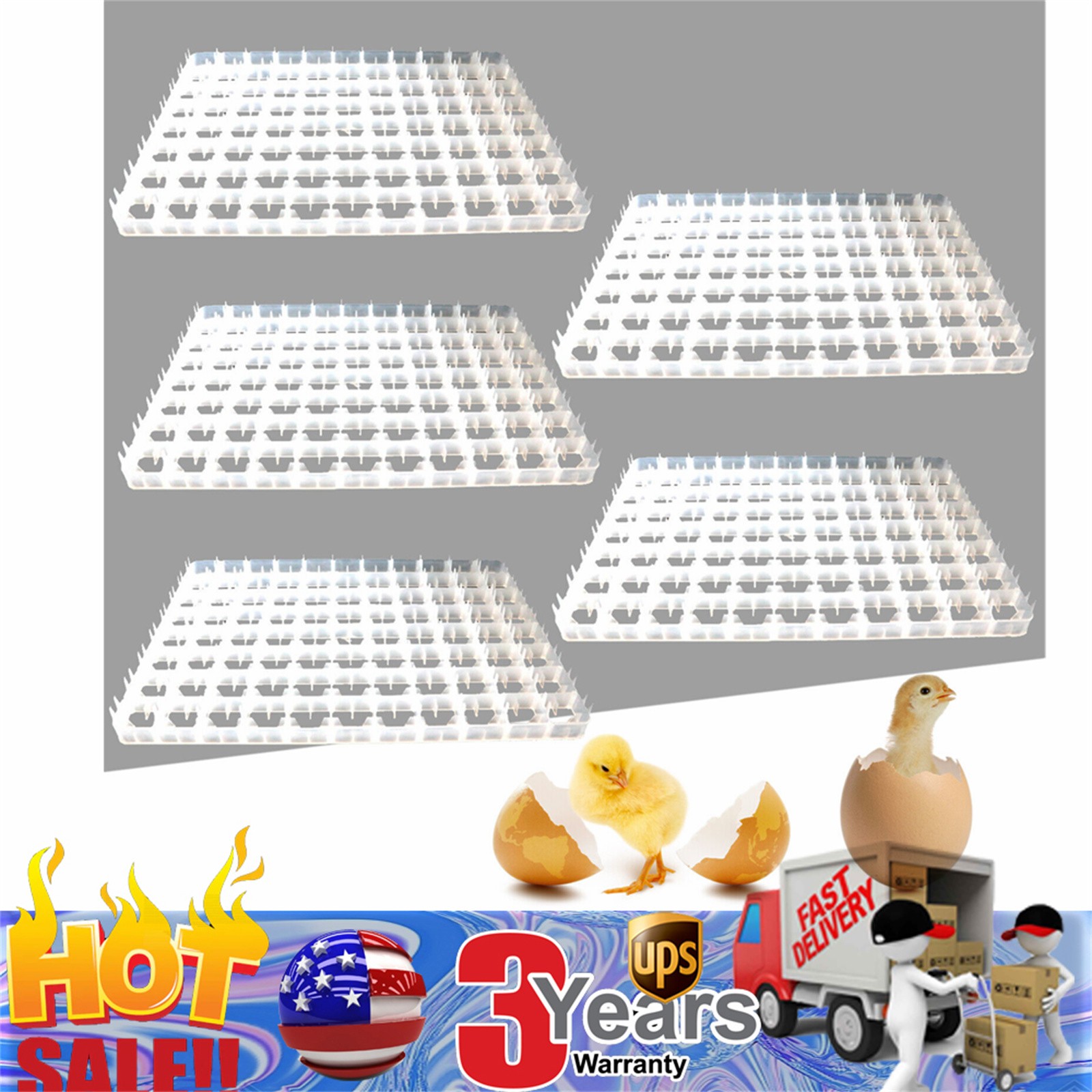5 Pack Egg Incubator Trays for 88 Eggs - Durable Plastic Hatching Tool
