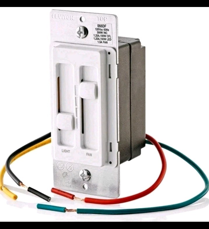 Leviton 66DF-10W Decora SureSlide  Fan/LED Dimmer Switch (White)