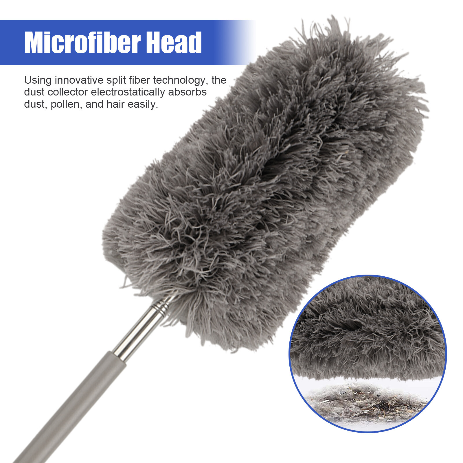 Microfiber Duster Soft Feather Dusting Brush Household Extendable Cleaning Tool