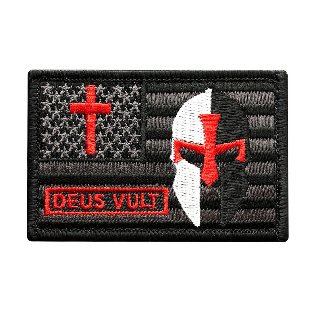 Deus Vult USA Flag Cross Templar Knight in God Wills Patch (Iron on -MTB35)