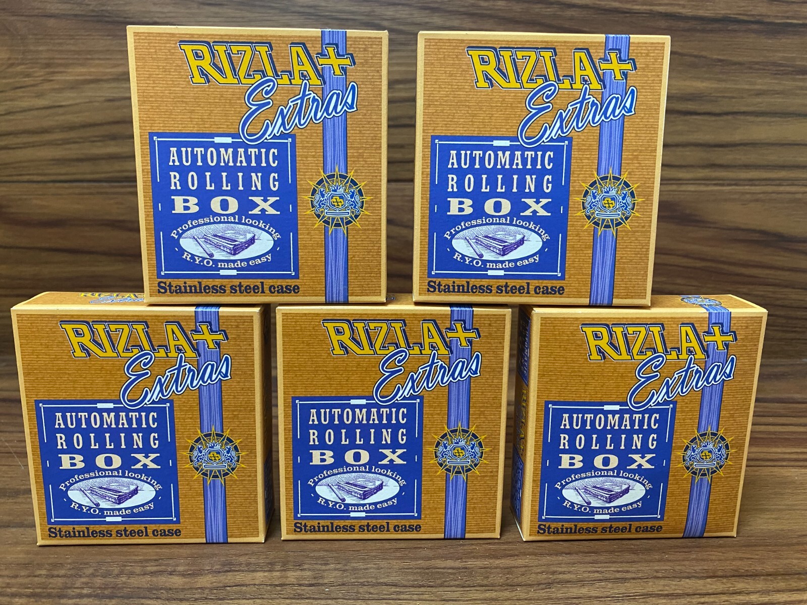 5 PACK Vtg Rizla+ Extras Automatic Rolling Machine Steel Box Tobacco Cigarette