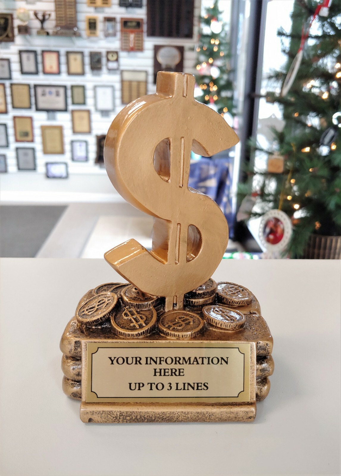 SALES AWARD TROPHY SALESMAN RESIN DOLLAR SIGN FREE LETTERING MRF1378 @