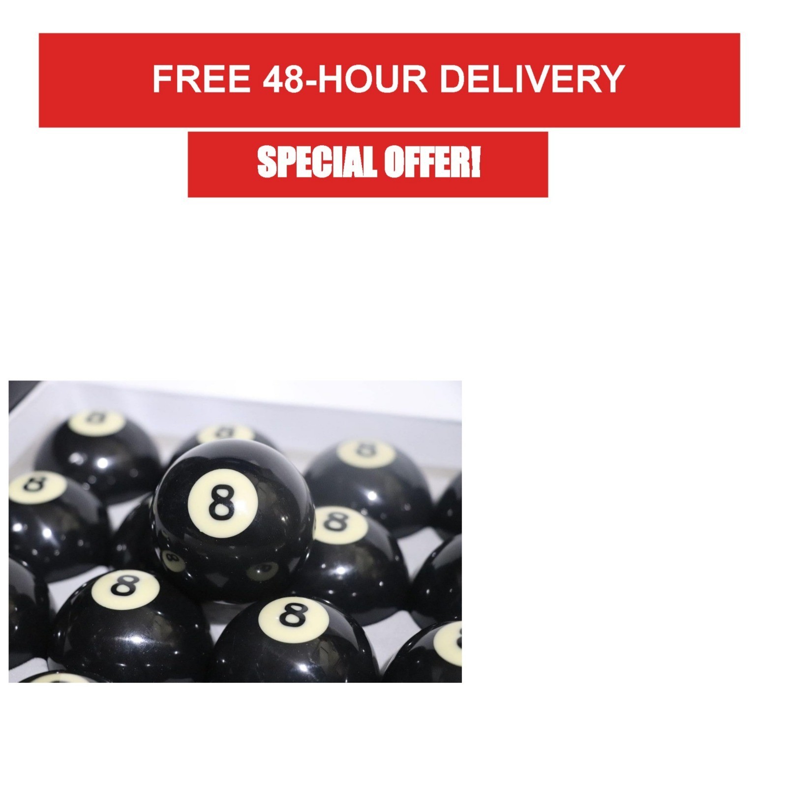 2-1/4" Regulation Size Billiard #8 Pool Ball Replacement Set