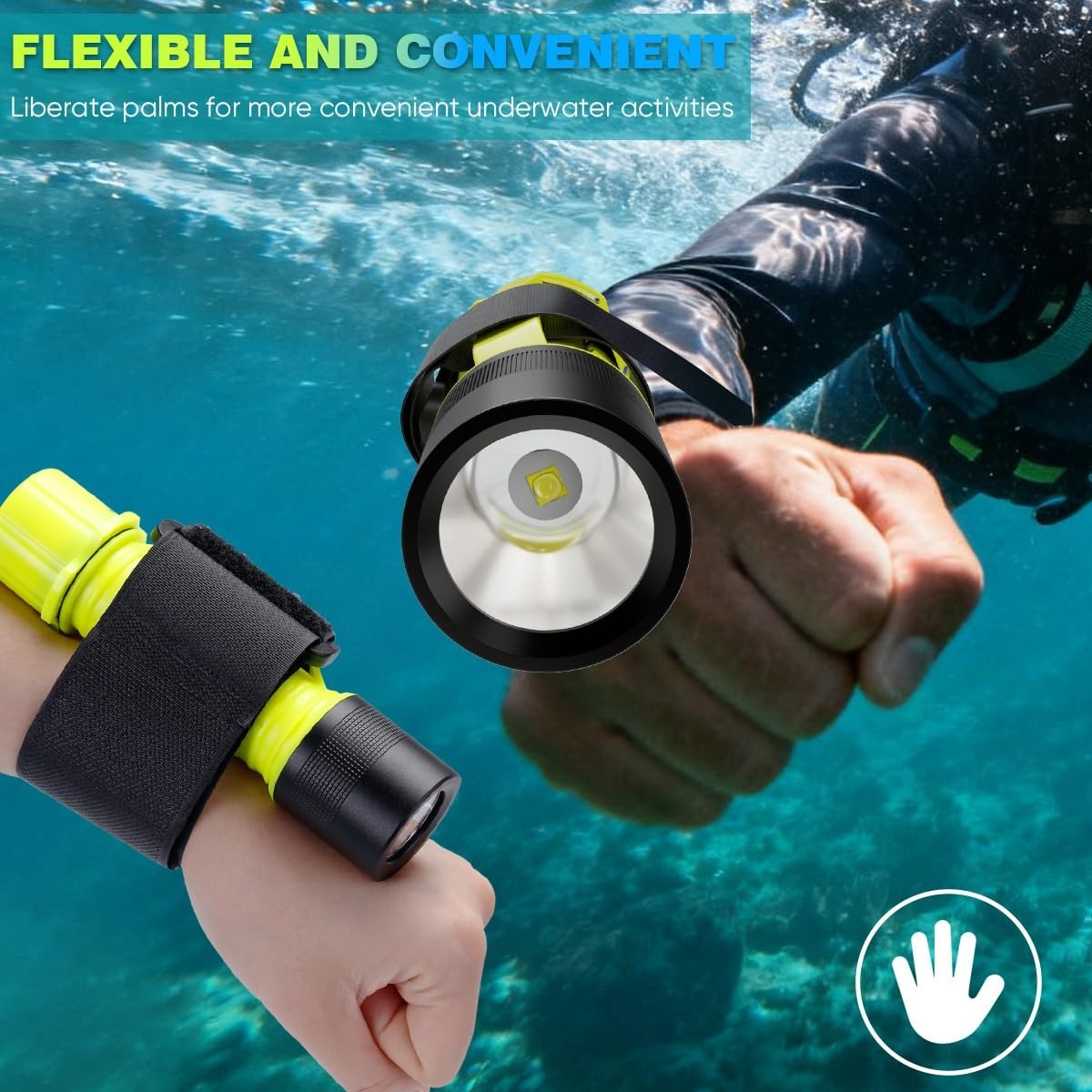 HECLOUD Dive Light Scuba Flashlight 2 Pack IPX8 Waterproof 3 Modes
