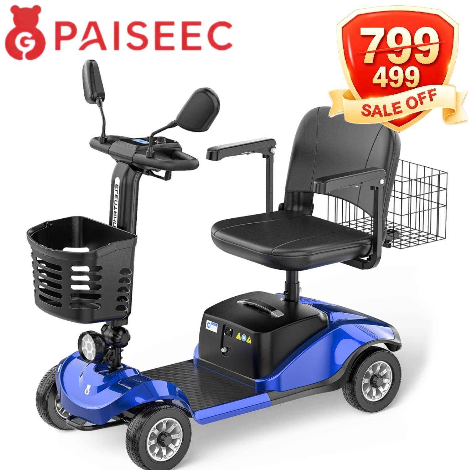 Folding Electric Scooter 4 Wheels Mobility Scooters Power Wheelchair For Seniors