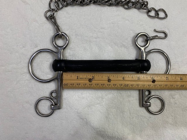 5" Rubber Mullen Mouth Pelham Bit Long Shank with Curb Chain