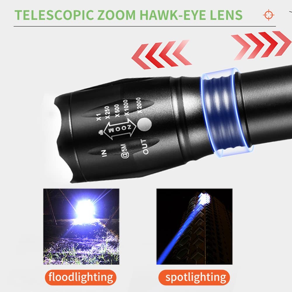 4~in~1 Rechargeable LED Flashlight Red Green Blue White, 4 Modes