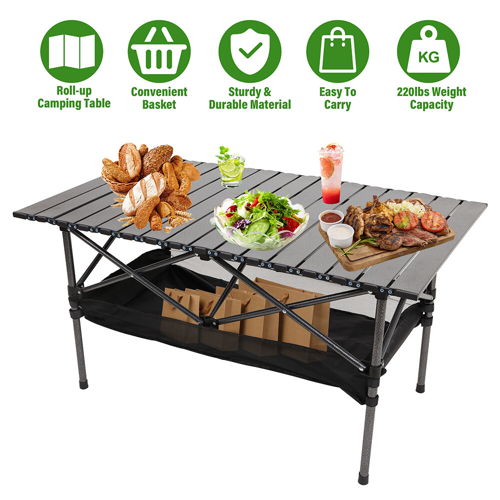 Outdoor Folding Portable Picnic Camping Table Aluminum Roll-up Table with Bag US