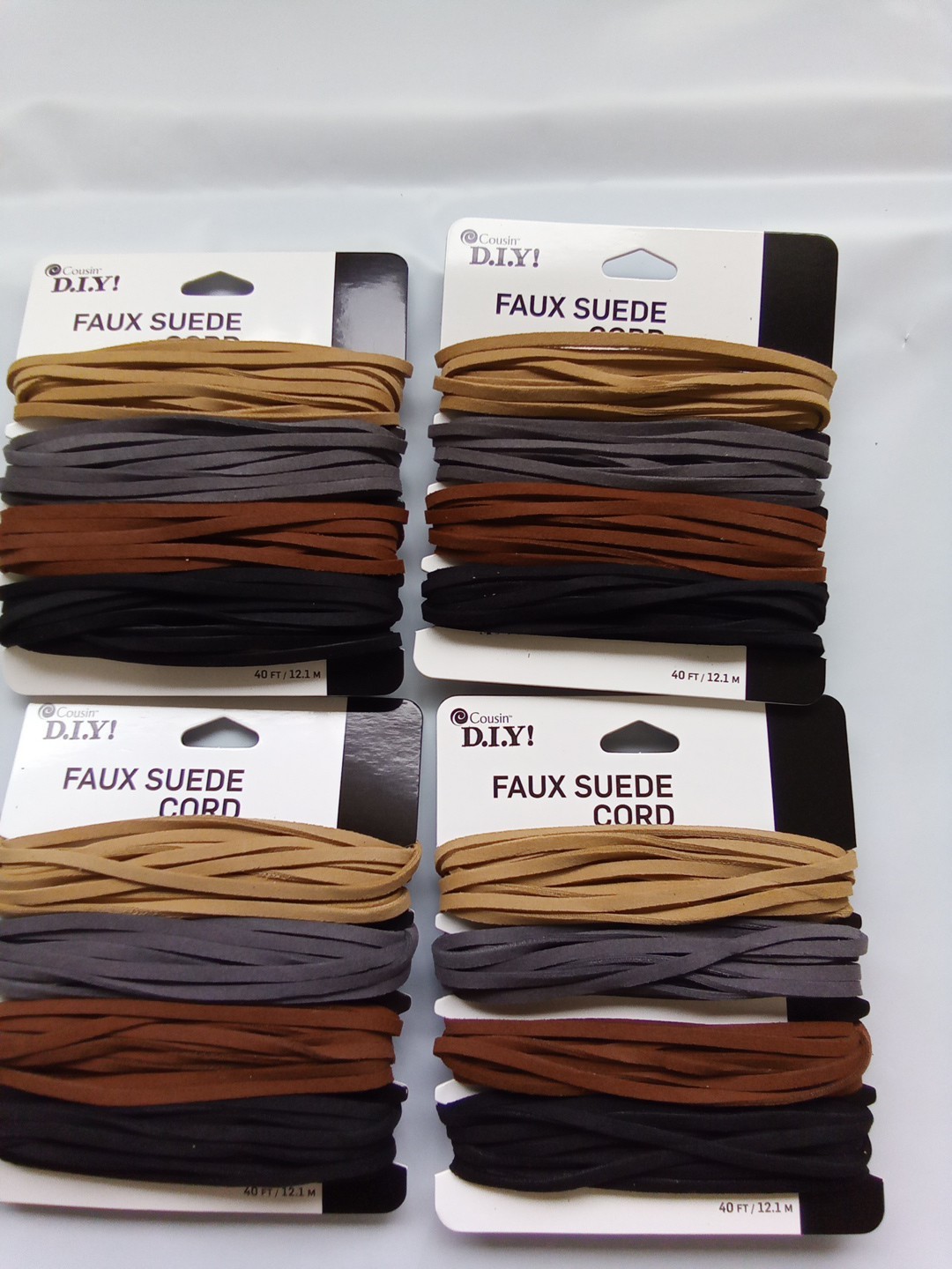 Cousin D.I.Y !  Faux Suede Cord  Colors Black, Brown,Beige, Gray Ft/12.1 M  4pc