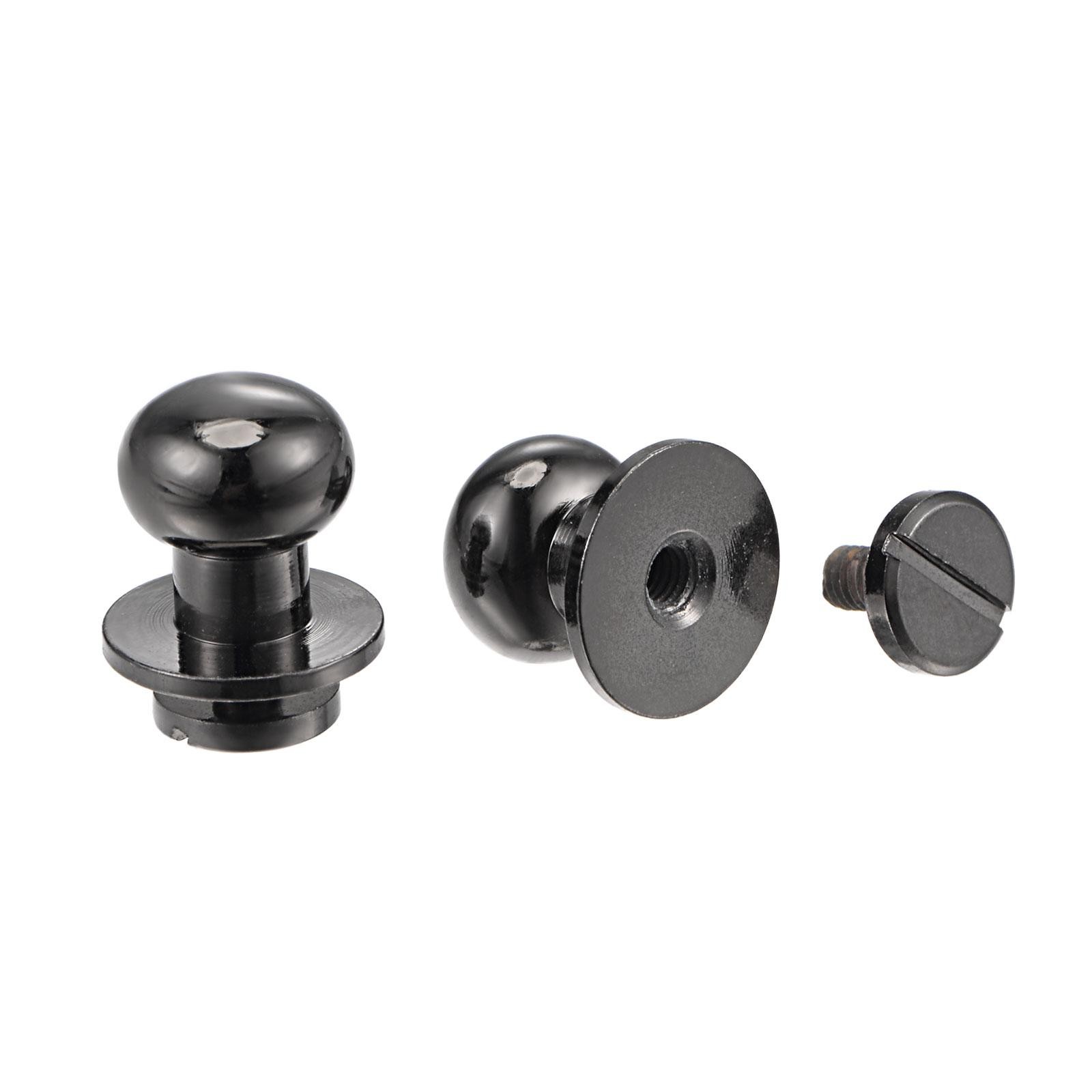 5 Set 10mm Solid Brass Round Button Head Screw Rivets Pin Fixing, Black