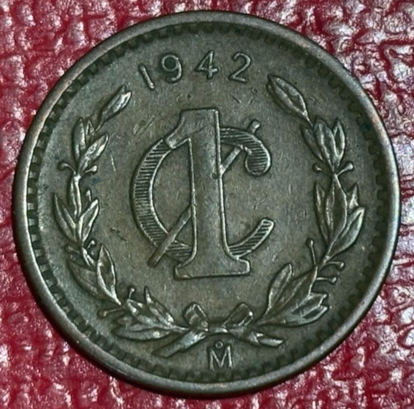 HIGH GRADE VF/XF  1942 MEXICO ONE CENTAVO COIN-JUL667